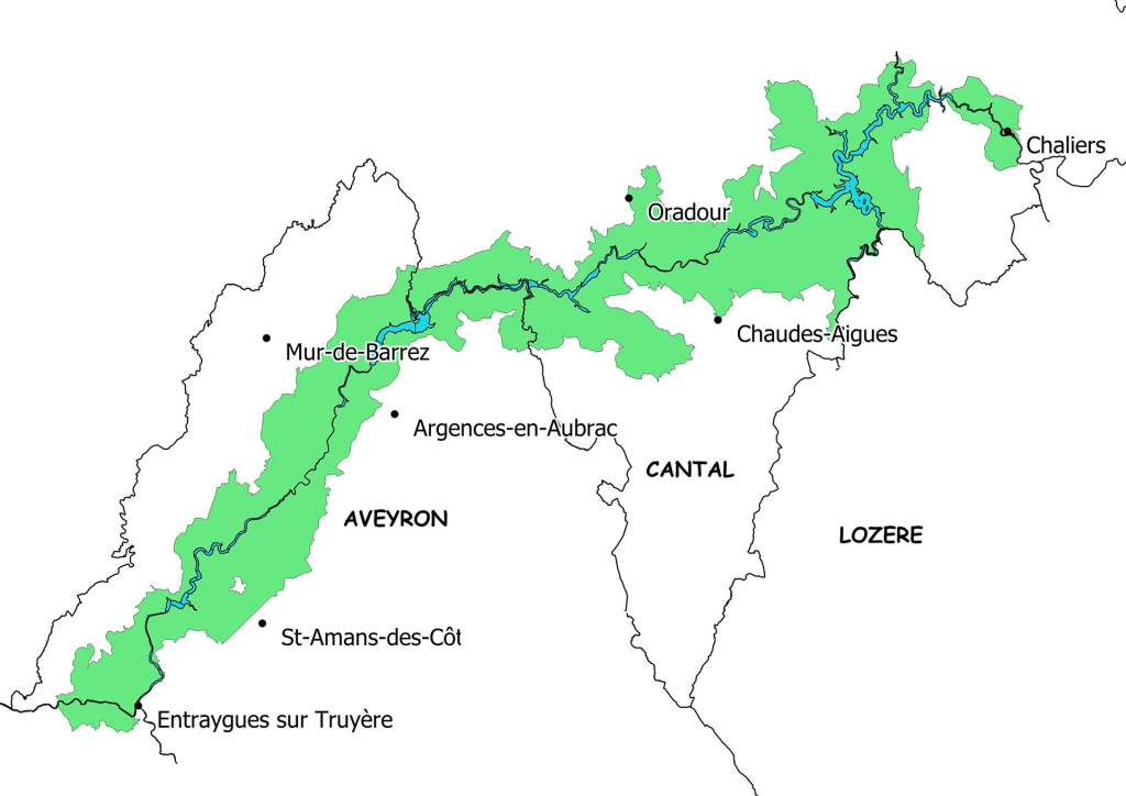 Carte du site Natura 2000 Gorges de la Truyère